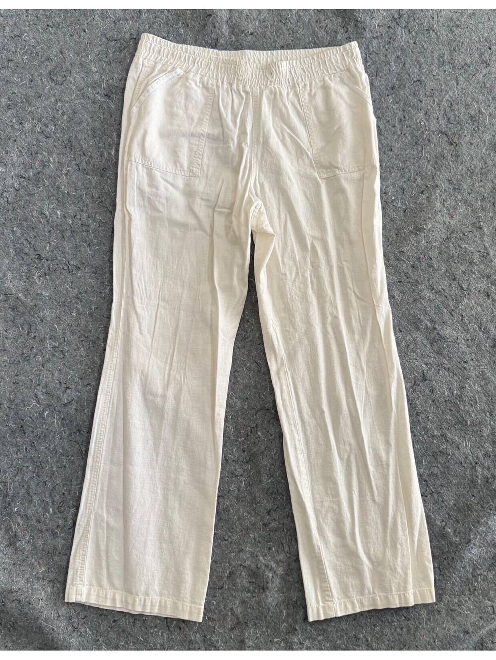 Cato Linen Blend Pants Womens Large Cream Pull On Straight Leg Elastic Waist